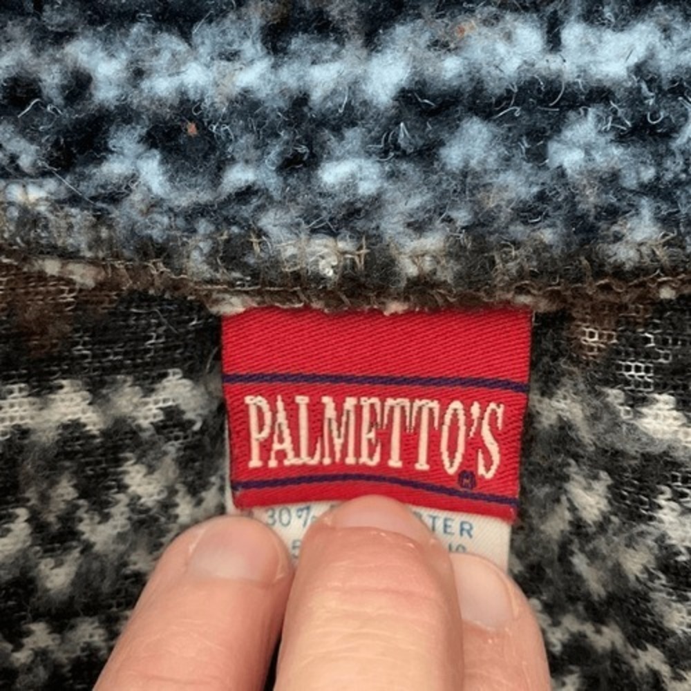 Fair Isle Coat Fleece Brown Palmettos Snowflake Jacket medium vintage - Picture 5 of 6